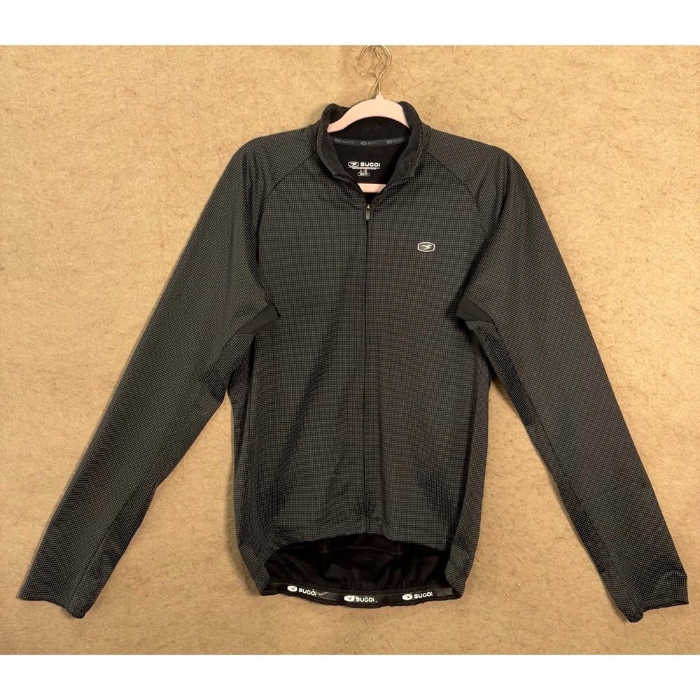 Sugoi Cycling Jersey Womens Sz L Black Micro Beads Thermal Gripper Stretch Pocke